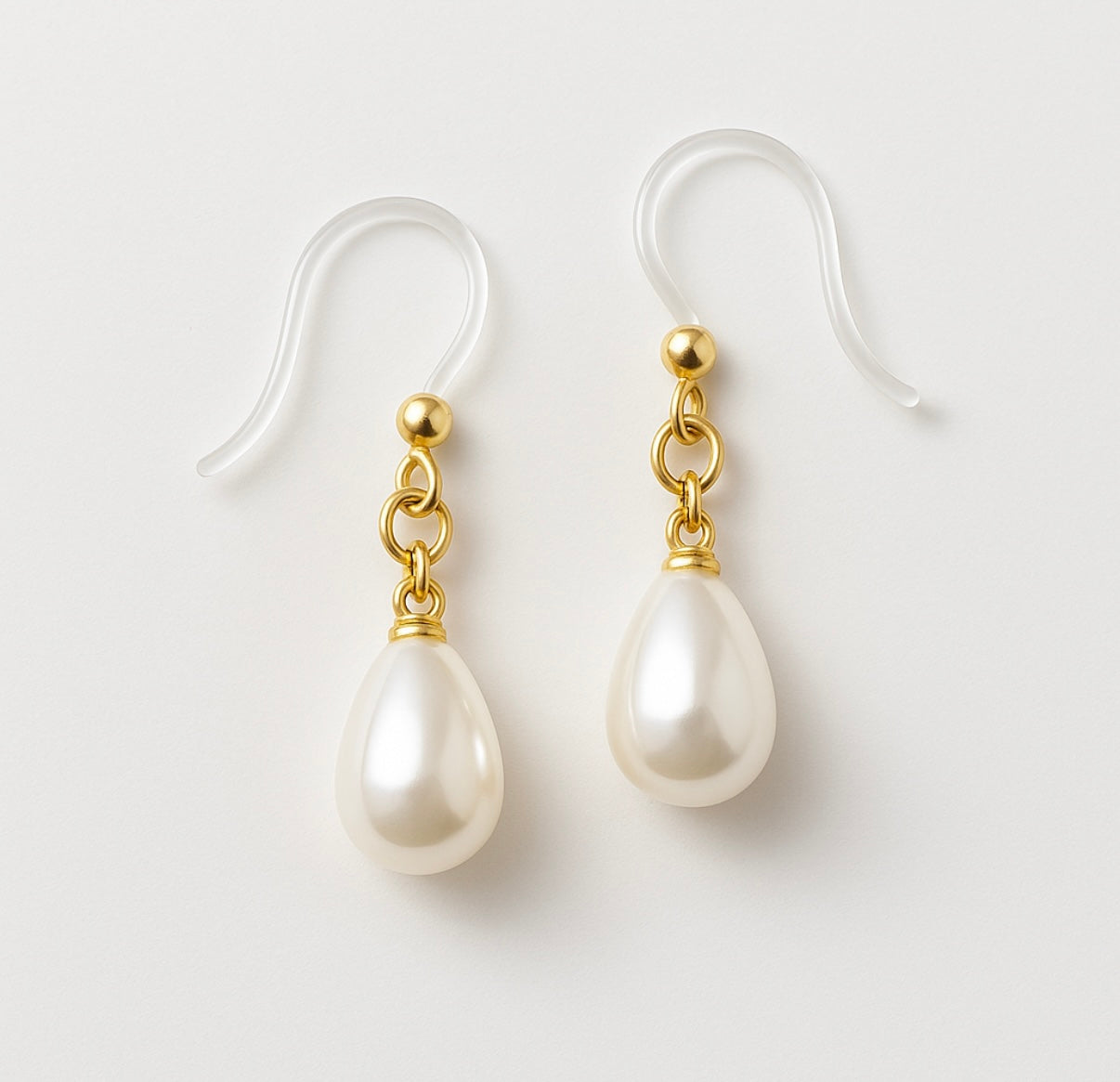 The Classic Pearl – Plastic Post Drop Earrings for Sensitive Ears
