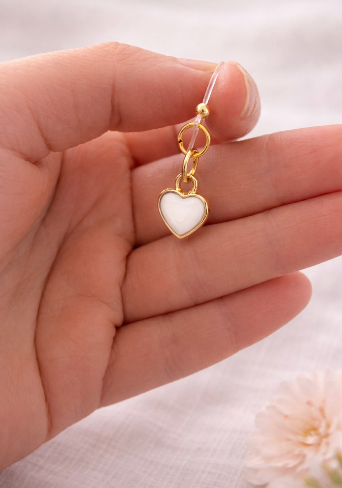 White Heart Drop Earrings – Sensitive Ears | Plastic Post Earrings