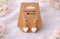 White Heart Drop Earrings – Sensitive Ears | Plastic Post Earrings