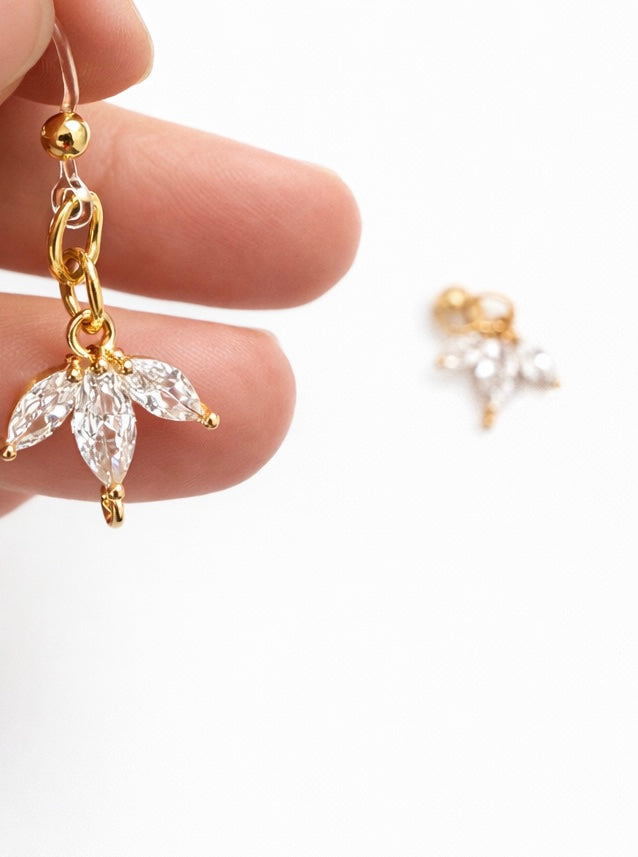 Crystal Leaf Drop Earrings – Plastic Post | Metal-Free Post | Sensitive Ear Friendly