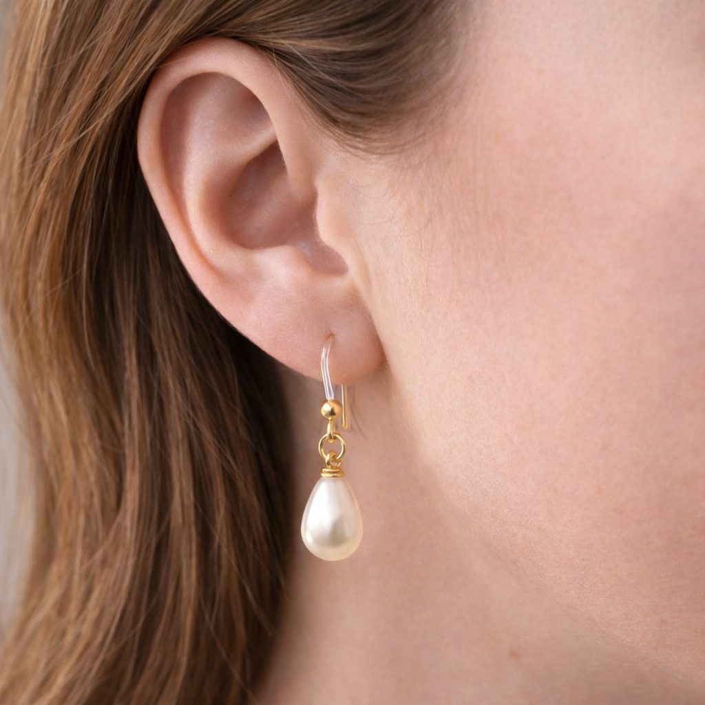 The Classic Pearl – Plastic Post Drop Earrings for Sensitive Ears