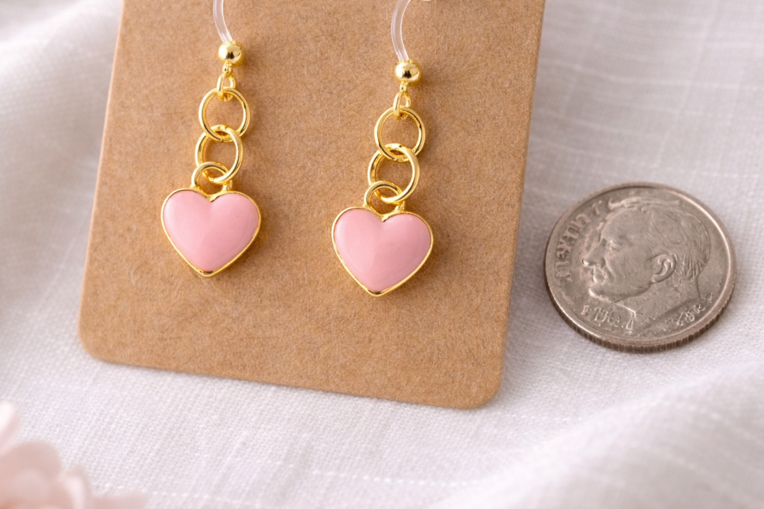 Heart Dangle Earrings – Hypoallergenic Plastic Posts
