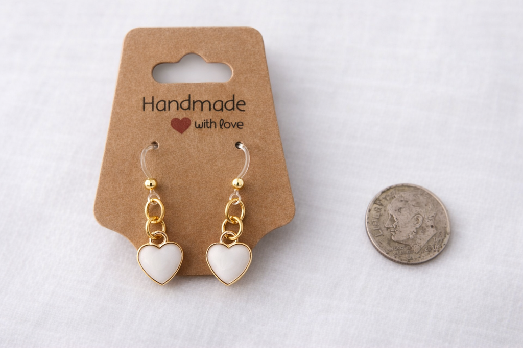 Heart Dangle Earrings – Hypoallergenic Plastic Posts