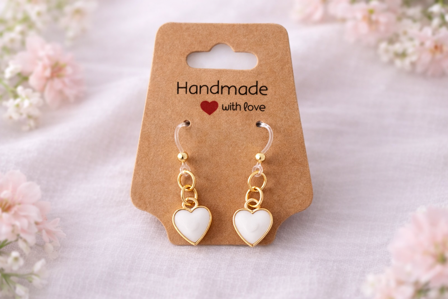 Heart Dangle Earrings – Hypoallergenic Plastic Posts