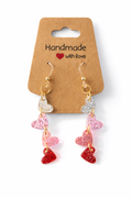 Pink & Red Heart Dangle Earrings – Hypoallergenic & Lightweight