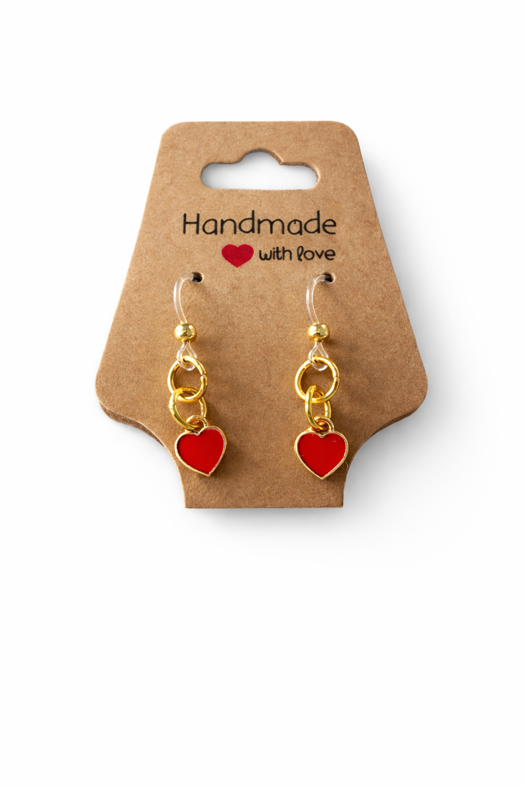 Red & Black Dainty Heart Dangle Earrings