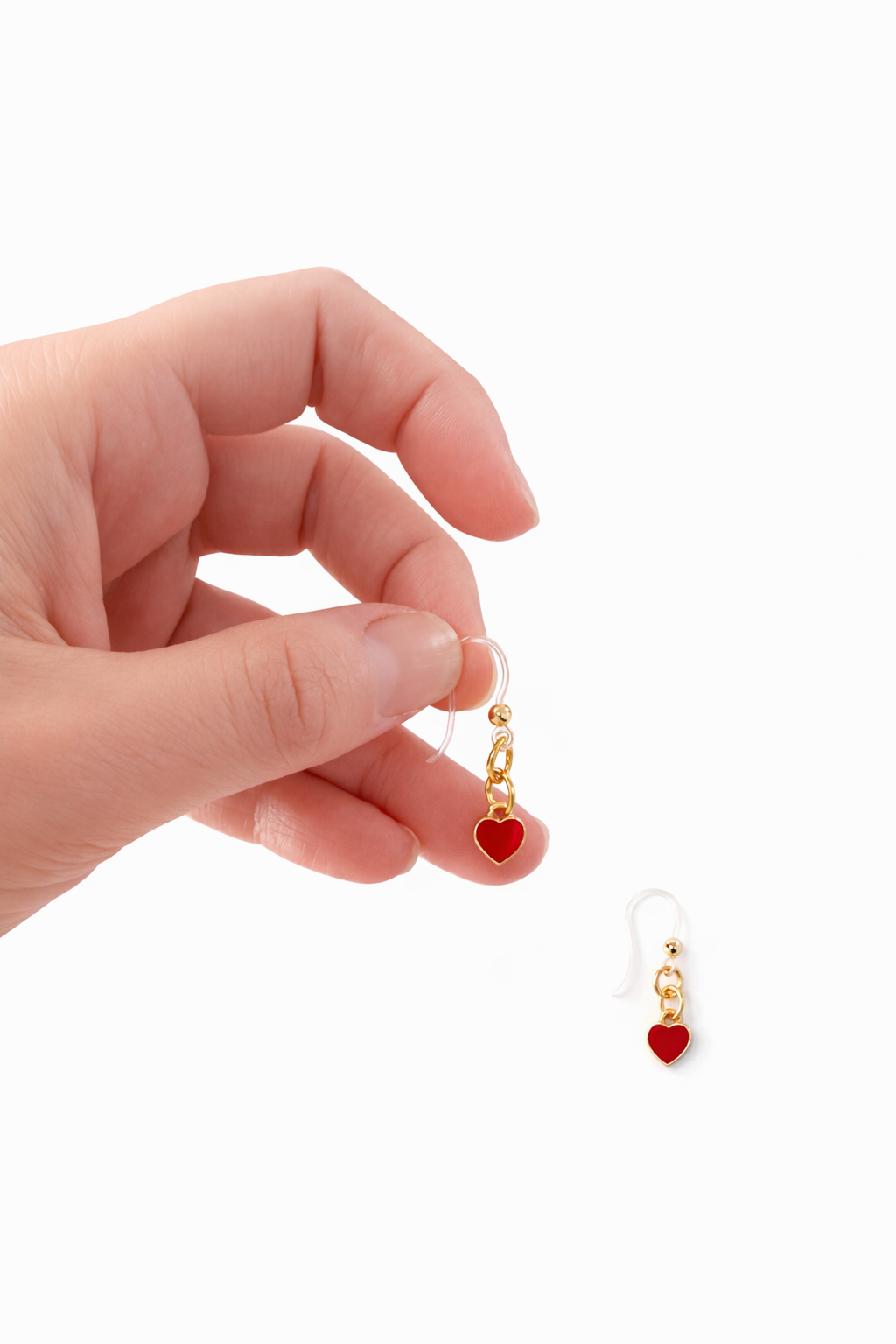 Red & Black Dainty Heart Dangle Earrings