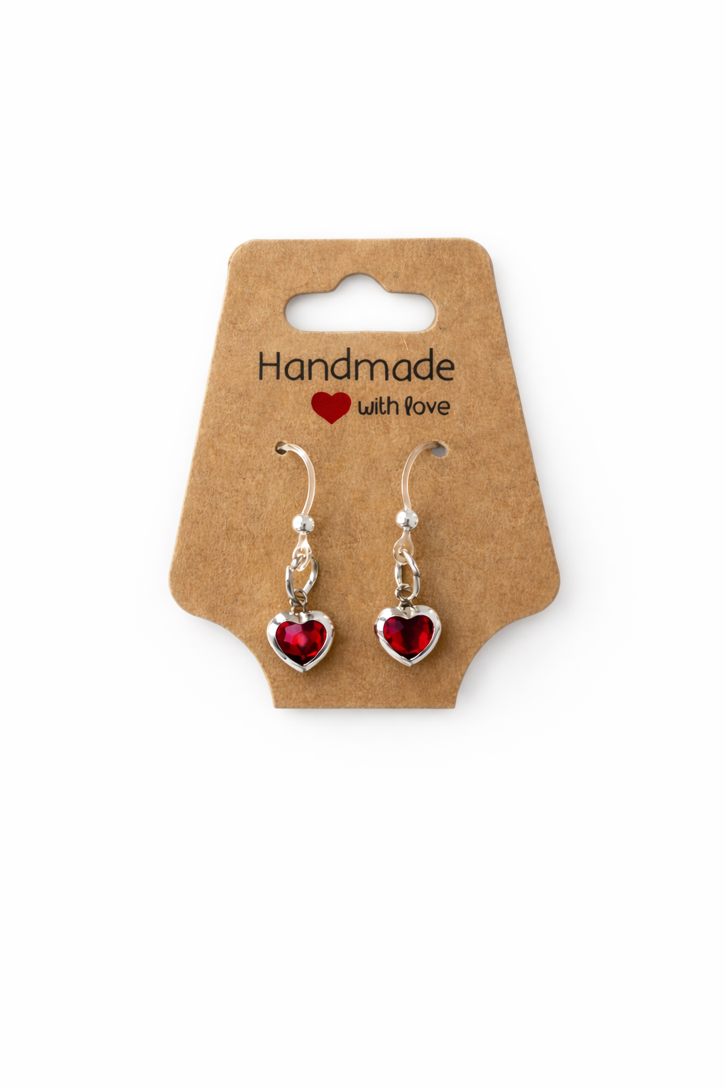 Red Heart Dangle Earrings – Hypoallergenic Plastic Posts | Bare Post