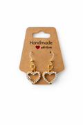 Gold- Tone Rhinestone Heart Dangle Earrings – Hypoallergenic Plastic Posts | Bare Post