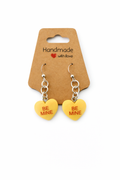 Be Mine Dangle Earrings – Yellow Candy Hearts | Sensitive Ears Safe