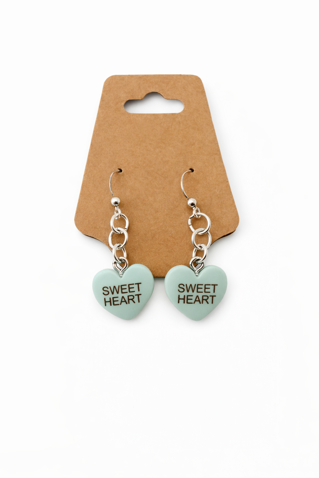 Sweet Heart Dangle Earrings – Mint Candy Hearts | Sensitive Ears Safe