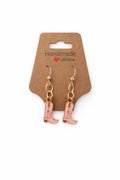 Pink Cowboy Boot Dangle Earrings