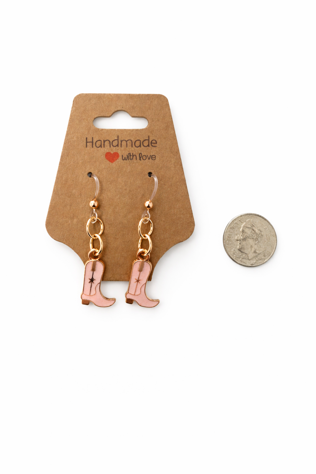 Pink Cowboy Boot Dangle Earrings