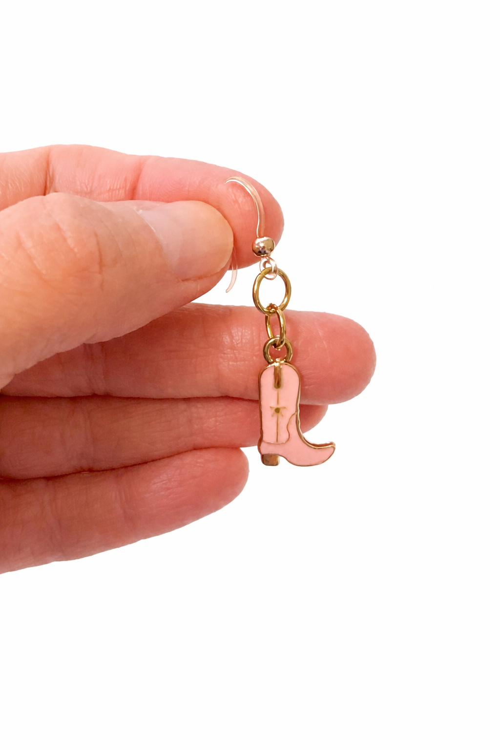 Pink Cowboy Boot Dangle Earrings