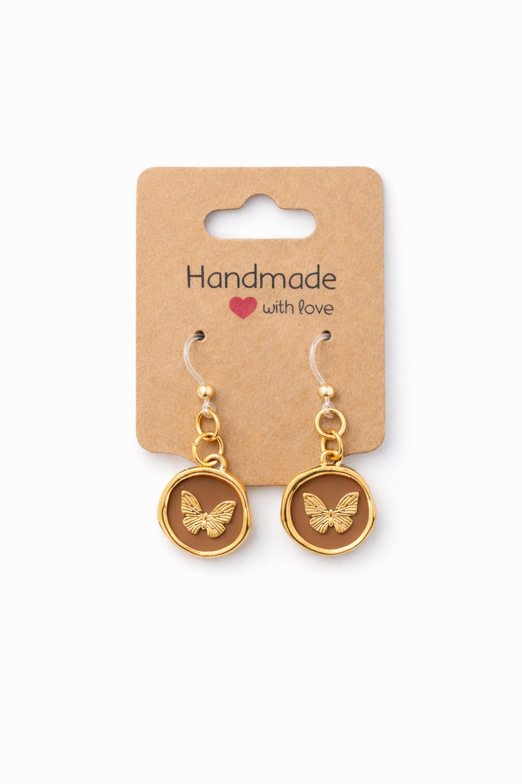Butterfly Coin Dangle Earrings | Plastic Post Earrings for Sensitive Ears
