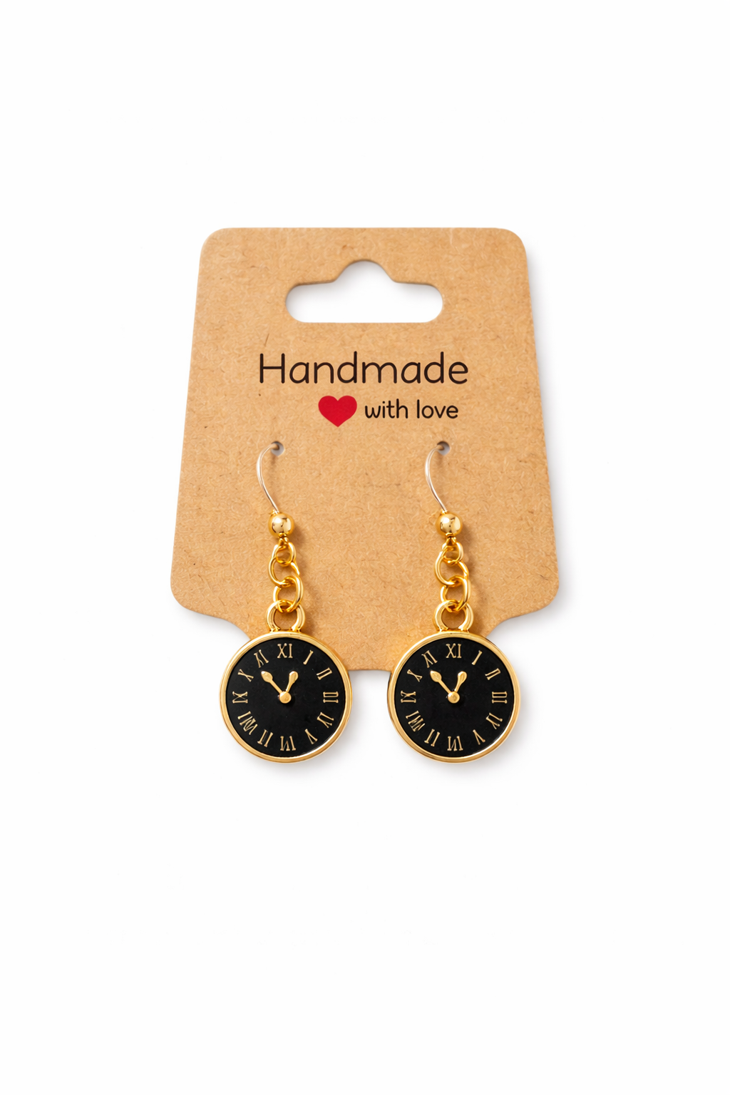 Black Clock Dangle Earrings | Plastic Post Earrings for Sensitive Ears