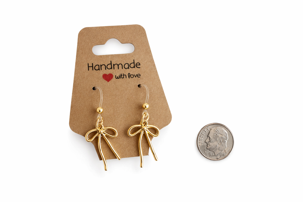 Minimal Gold Bow Earrings – Lightweight Dangle Earrings for Sensitive Ears