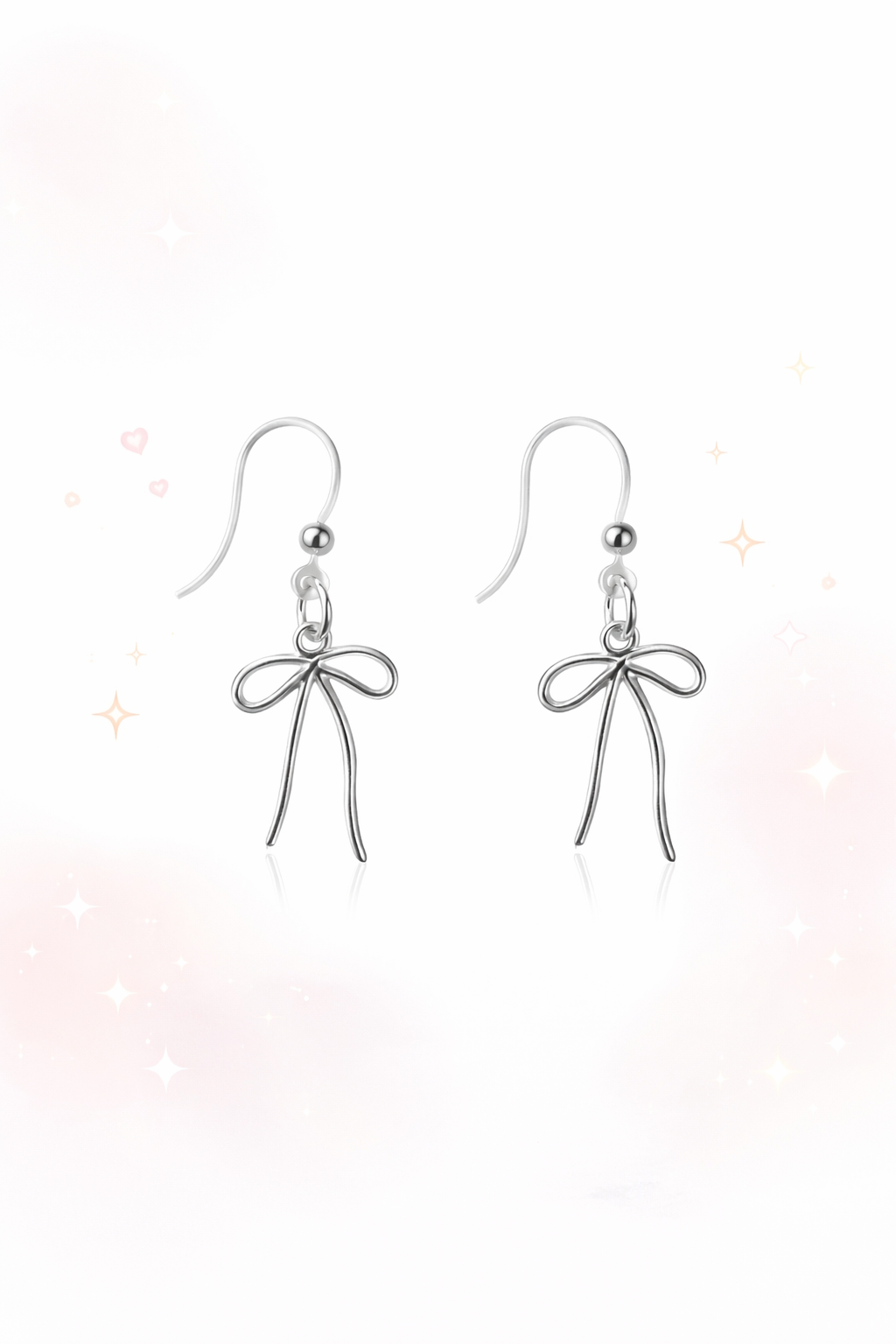 Silver-Tone Bow Drop Earrings – Lightweight & Sensitive Ear Friendly