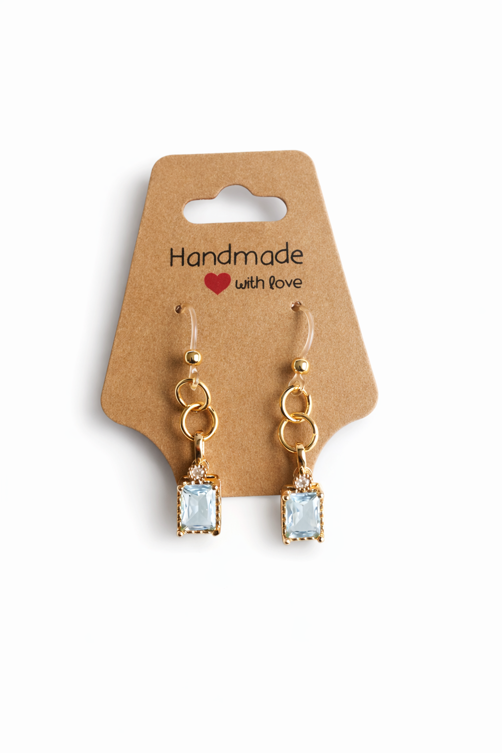 Faint Light Blue Crystal Drop Earrings – Sensitive Ears | Gold-Tone Dangle Earrings