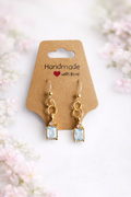 Faint Light Blue Crystal Drop Earrings – Sensitive Ears | Gold-Tone Dangle Earrings