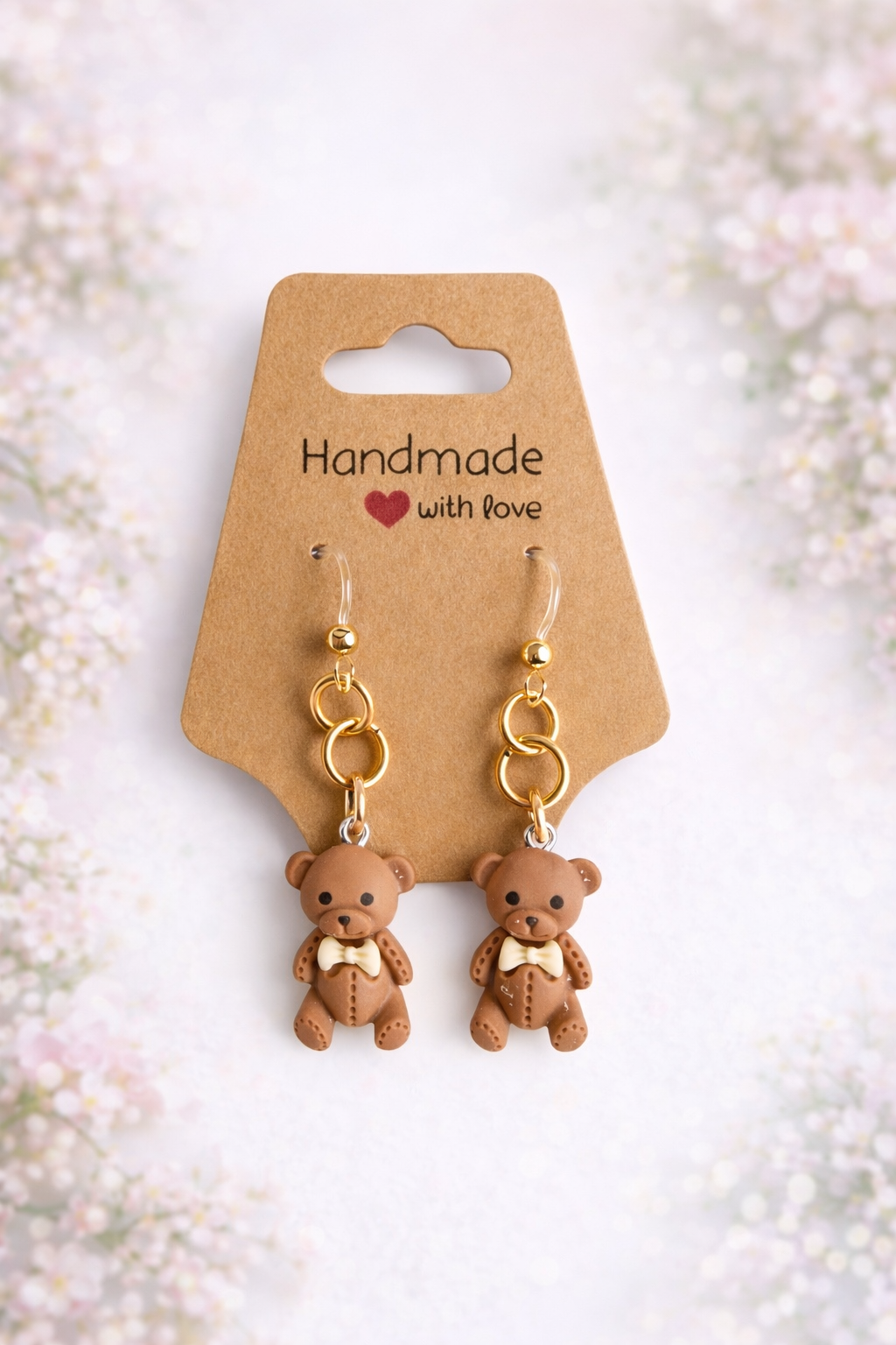 Teddy Bear Drop Earrings – Sensitive Ears | Cute Plastic Post Earrings