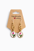 Pink Tulip Drop Earrings – Sensitive Ears | Floral Plastic Post Earrings