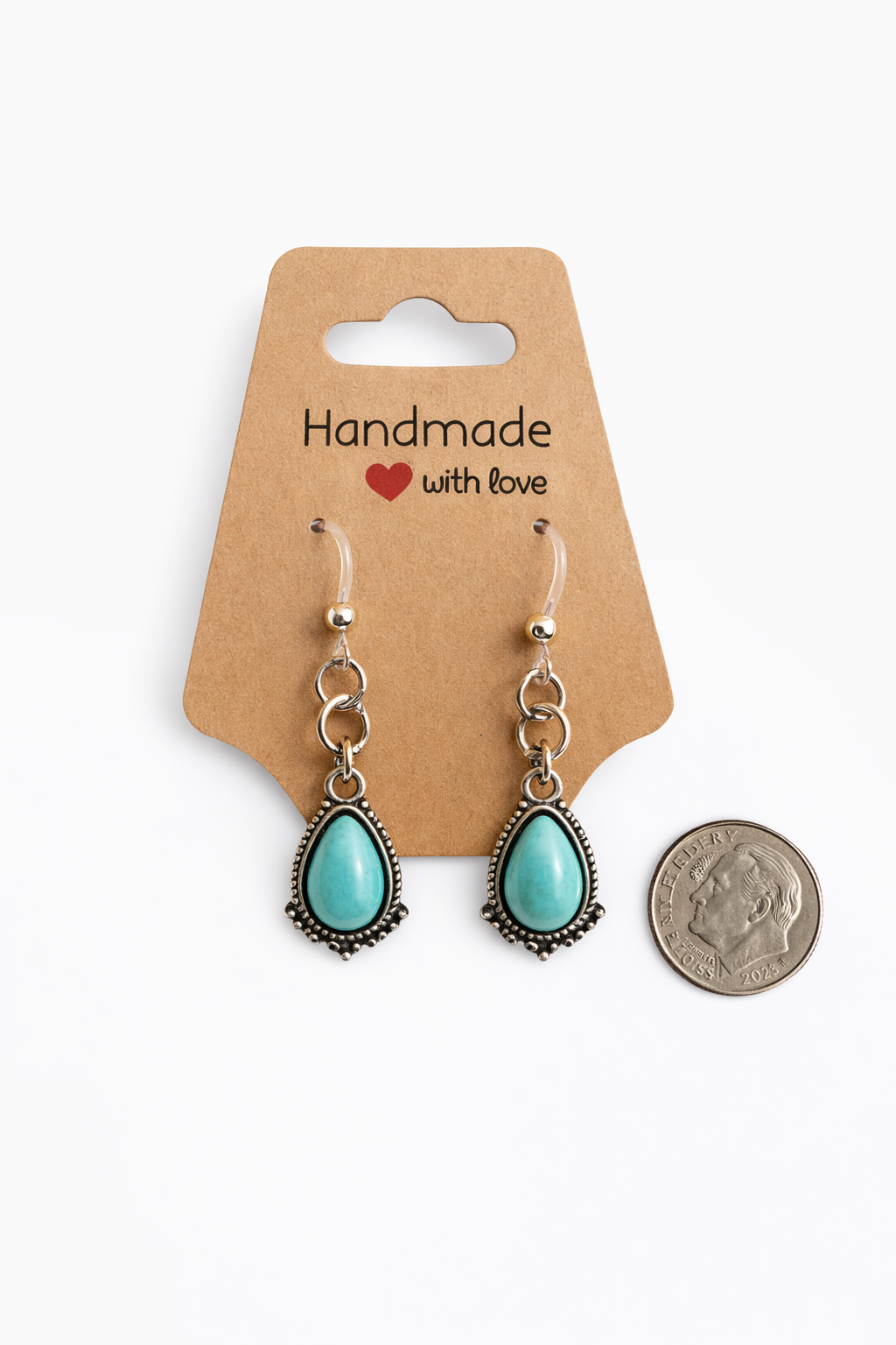 Turquoise Teardrop Dangle Earrings | Sensitive Ear Friendly
