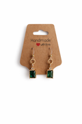 Emerald Green Rectangle Dangle Earrings | Lightweight Plastic Post Sensitive Ear Friendly