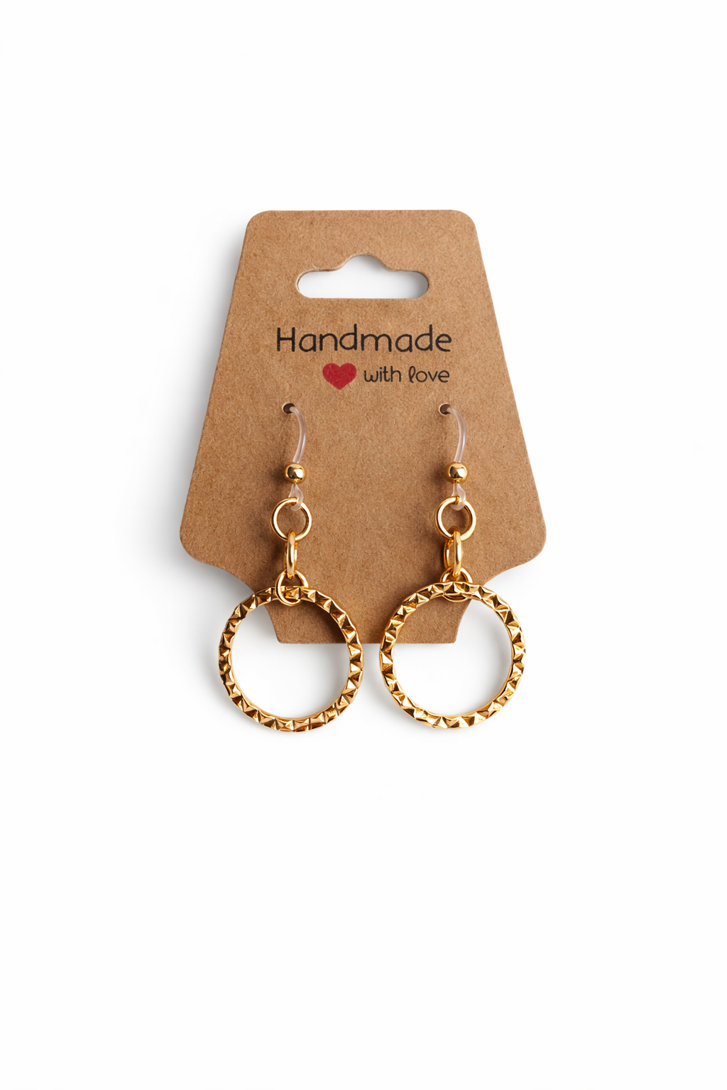 Textured Gold Tone Hoop Earrings | Plastic Hooks for Sensitive Ears