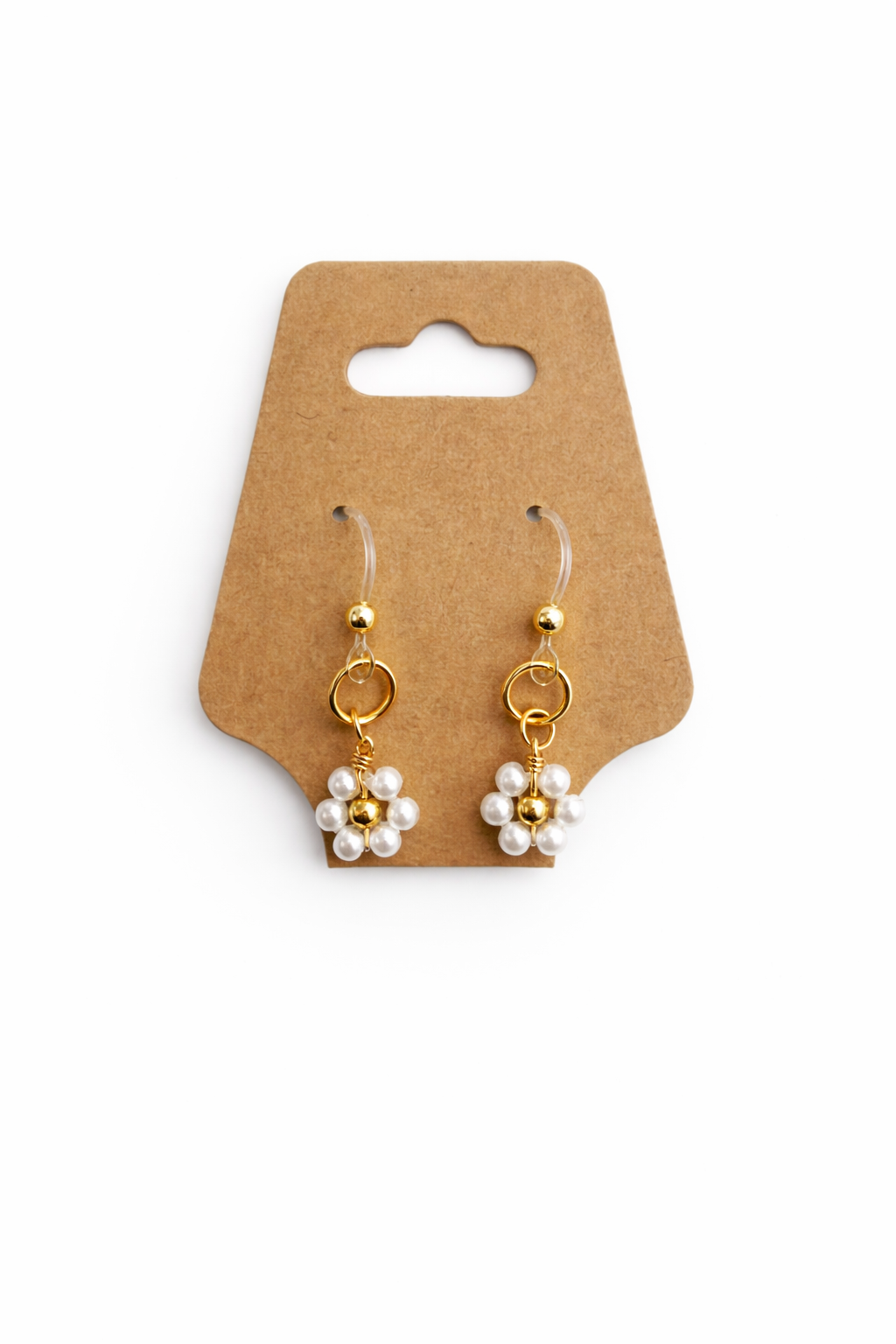Pearl Flower Drop Earrings | Metal-Free Plastic Post Earrings