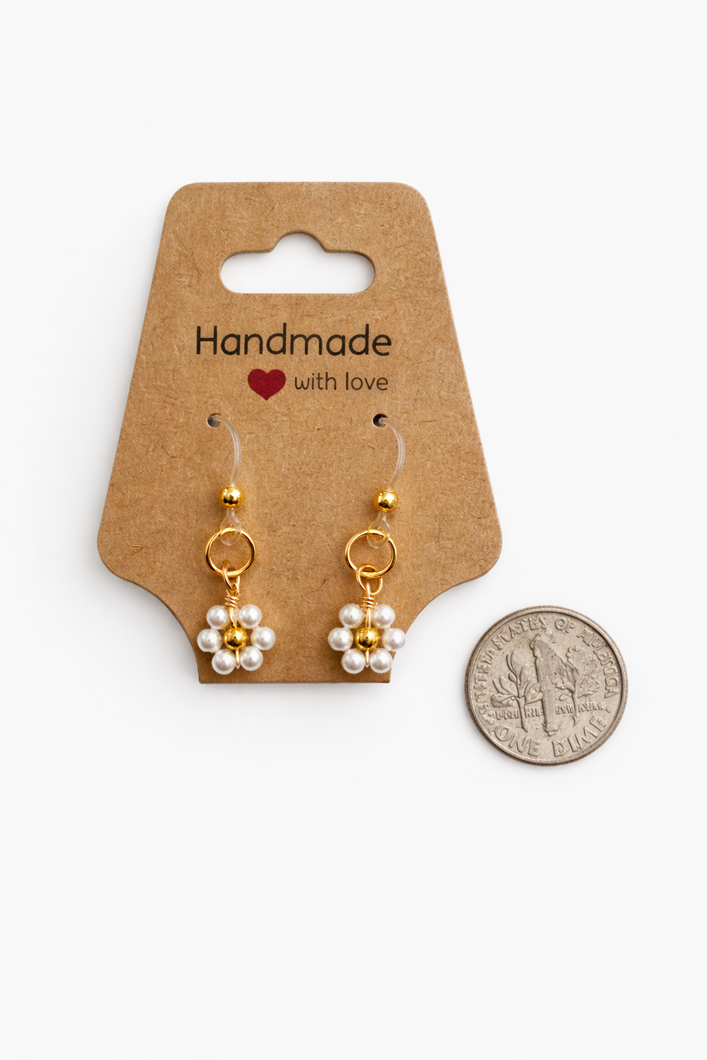 Pearl Flower Drop Earrings | Metal-Free Plastic Post Earrings