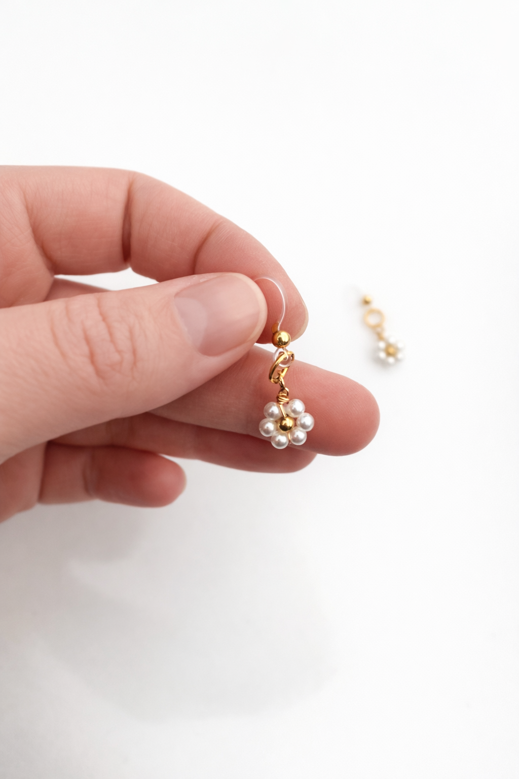 Pearl Flower Drop Earrings | Metal-Free Plastic Post Earrings