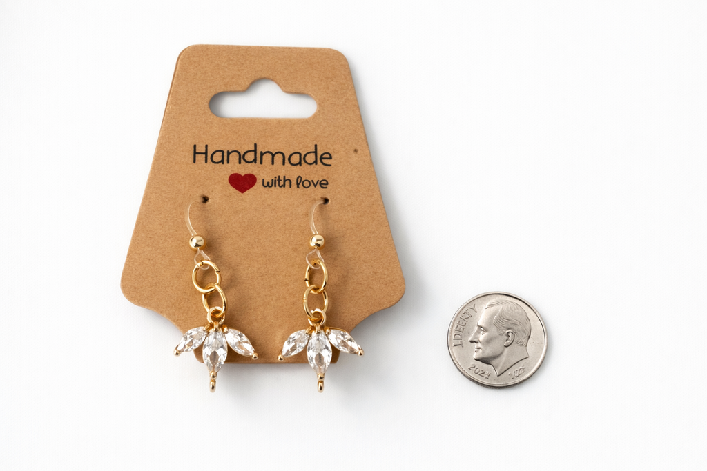 Crystal Leaf Drop Earrings – Plastic Post | Metal-Free Post | Sensitive Ear Friendly