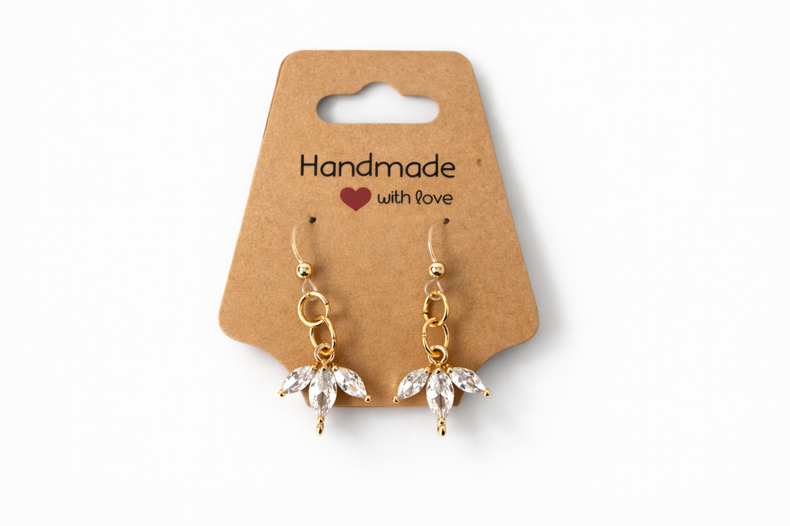 Crystal Leaf Drop Earrings – Plastic Post | Metal-Free Post | Sensitive Ear Friendly