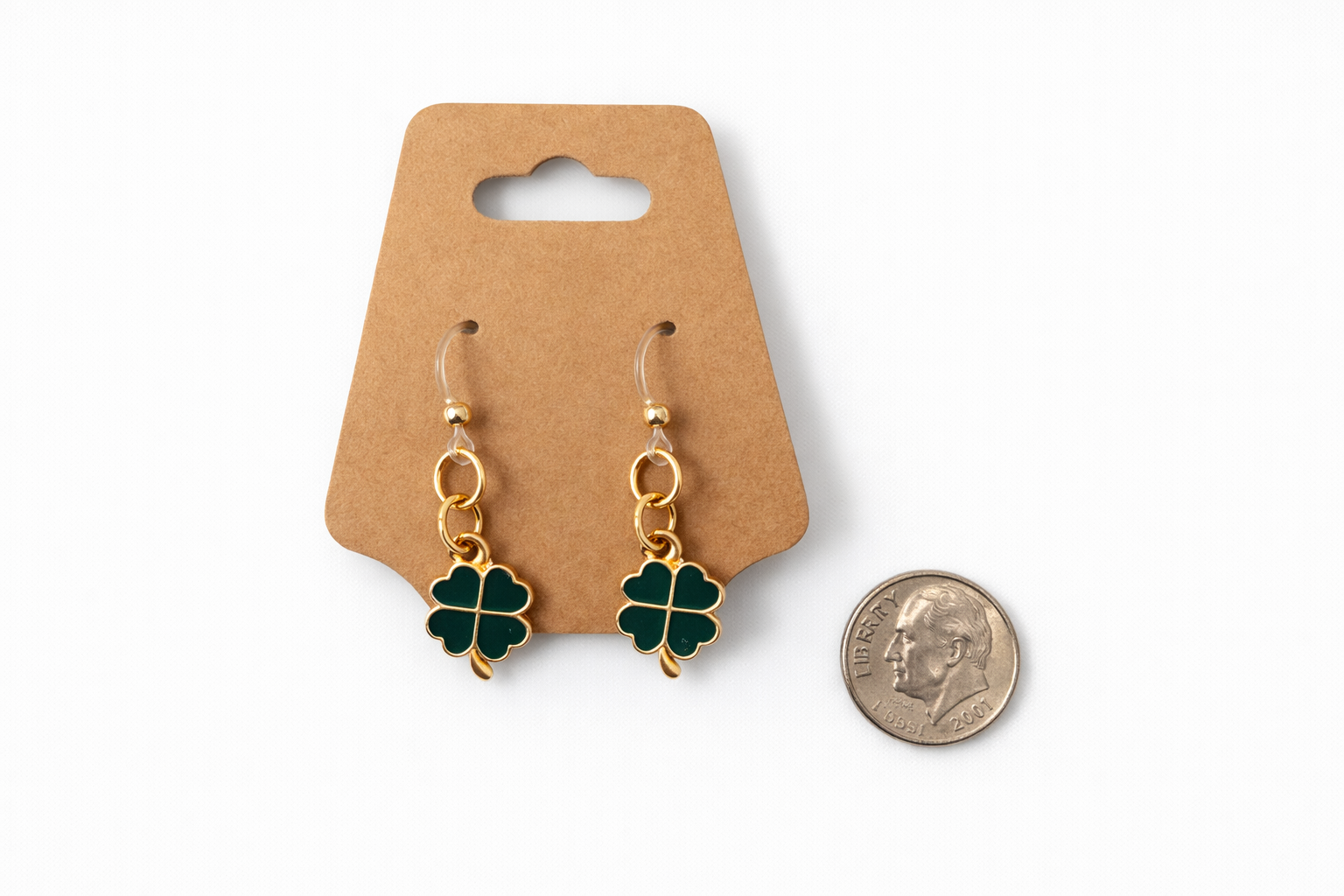 Lucky Clover Dangle Earrings | Plastic Posts | Sensitive Ear Friendly