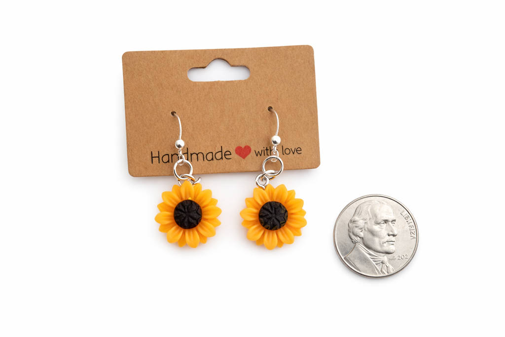 Sunflower Dangle Earrings – Plastic Post | Metal-Free | Sensitive Ear Friendly
