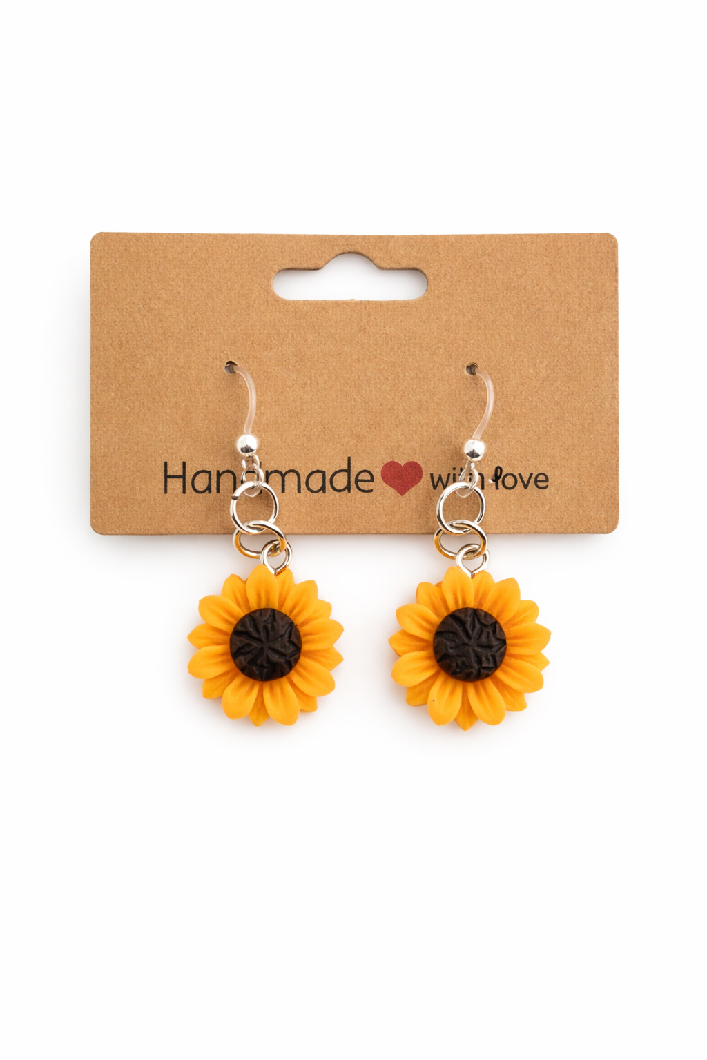 Sunflower Dangle Earrings – Plastic Post | Metal-Free | Sensitive Ear Friendly