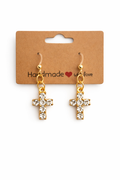 Chunky Gold Cross Dangle Earrings Thick Statement | Sensitive Ear Plastic Post