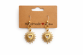 Gold Sunburst Heart Earrings – Stainless Steel Dangles | Plastic Post Hypoallergenic