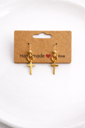 Minimal Gold Cross| Earrings Metal-Free |Plastic Posts