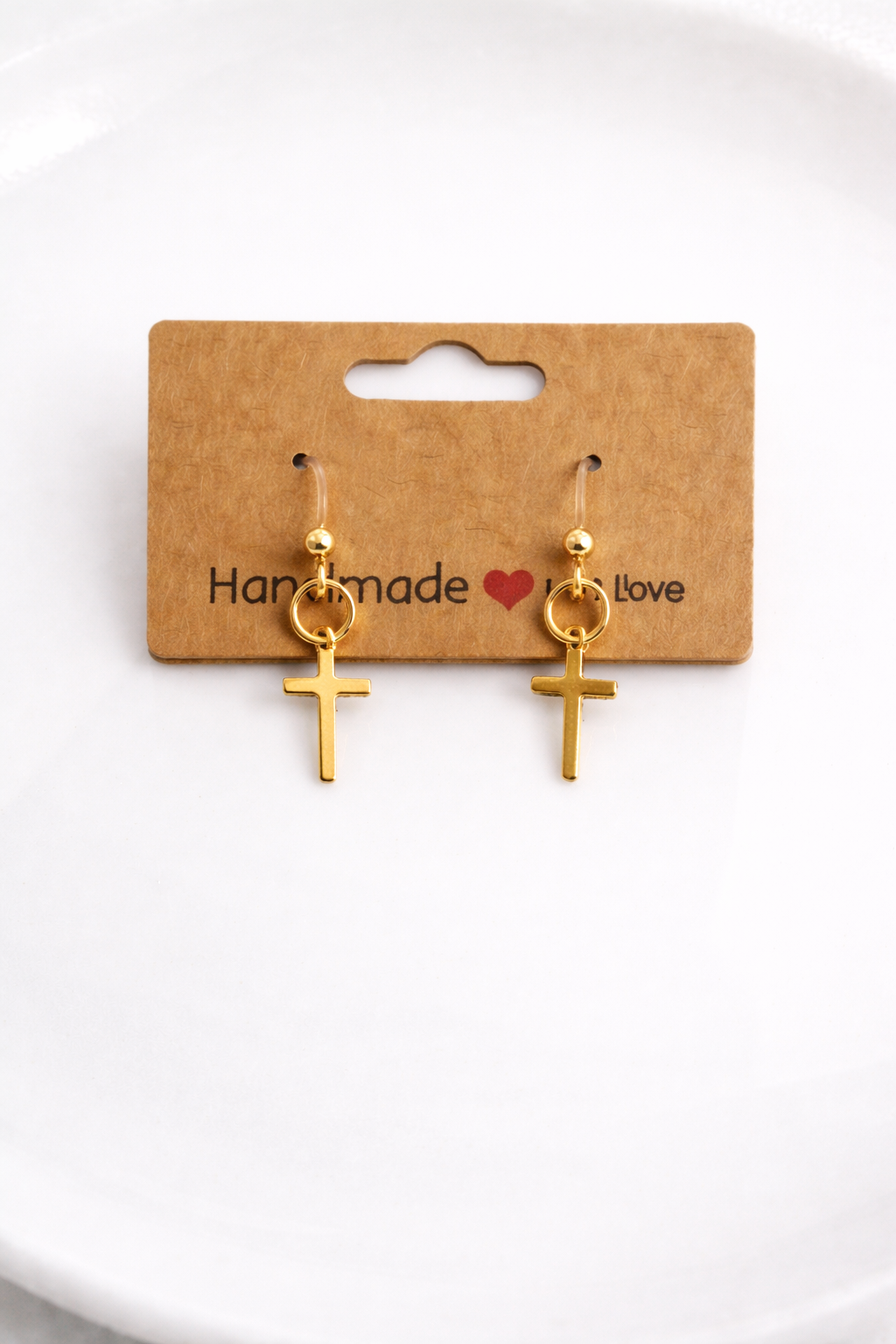 Minimal Gold Cross| Earrings Metal-Free |Plastic Posts
