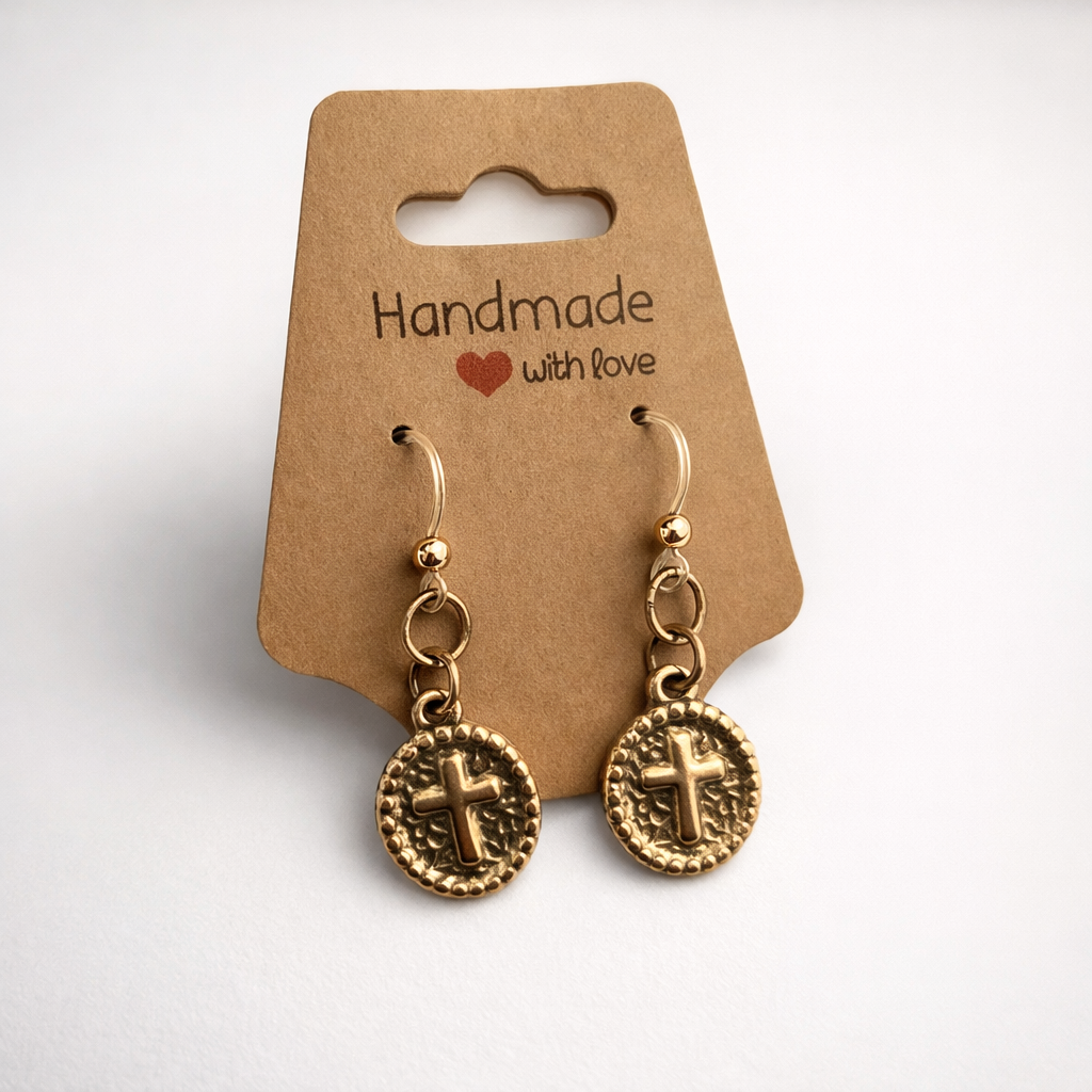 Antique Cross Stainless Steel Dangles | Plastic Posts for Sensitive Ears