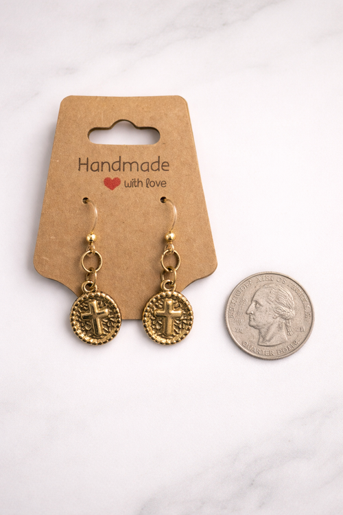 Antique Cross Stainless Steel Dangles | Plastic Posts for Sensitive Ears